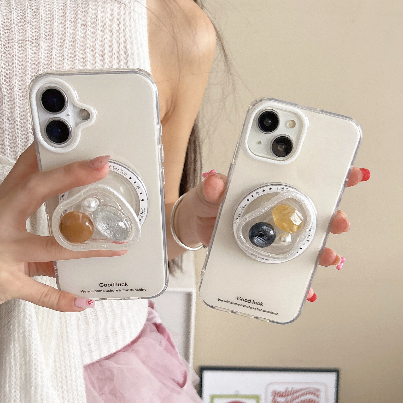 Coreano simple fondo blanco inglés adecuado para Apple 15ProMax funda para teléfono móvil 16Pro atracción magnética 14/13 nicho 16PM