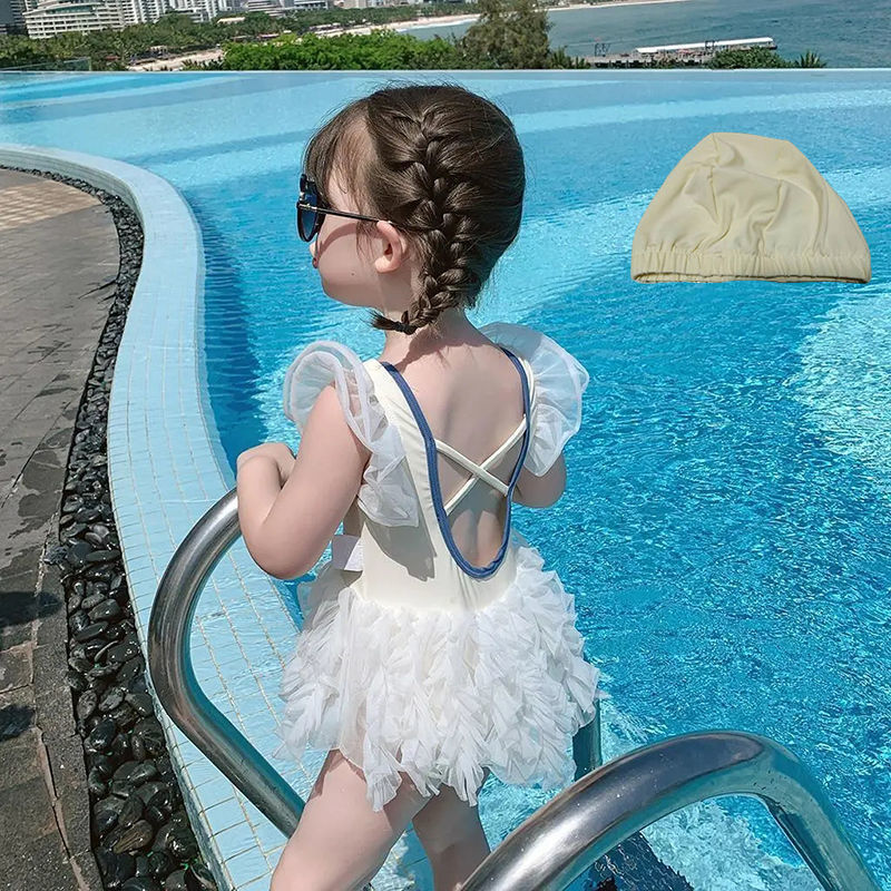 Niña traje de baño beige + sombrero