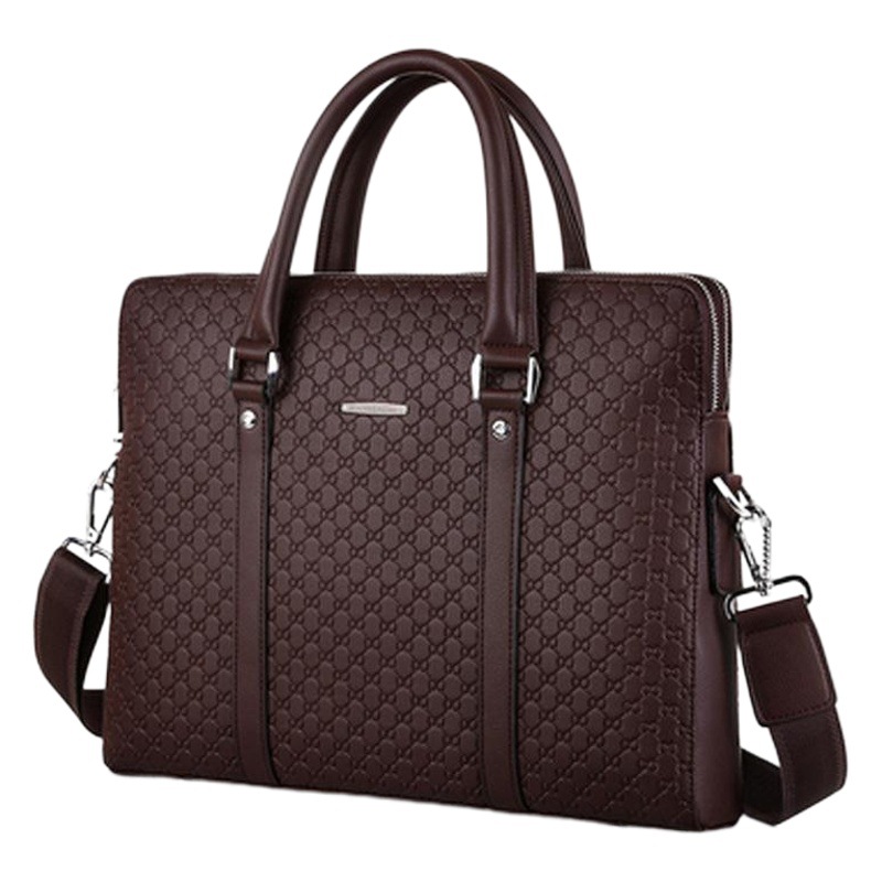 Factory Direct Supply men's bag handbag cowhide business briefcase embossed letter shoulder messenger bag horizontal multi-layer