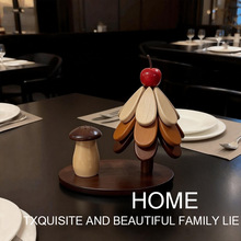 圣诞树隔热垫餐桌摆件创意一棵树实木防烫锅垫折叠杯垫牙签盒组合