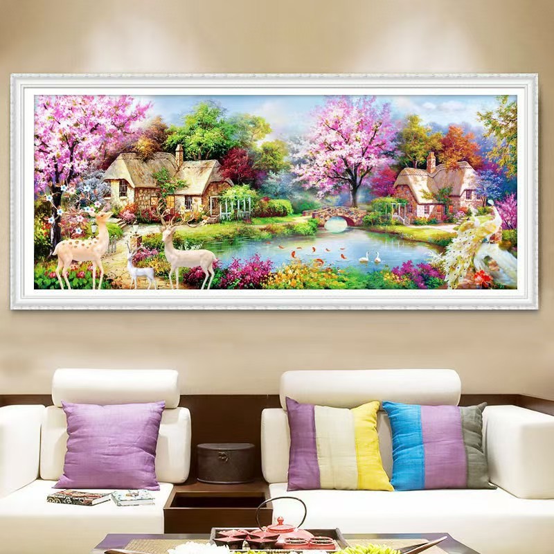 Transfronterizo Amazon pintura de diamantes fábrica de explosión venta directa pintura de diamantes DIY paisaje decoración pintura colgar paquete de herramientas '