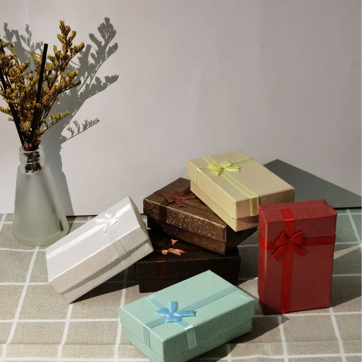 5*8藤条纸纹饰品盒 耳饰戒指项链三件套首饰盒珠宝盒 多款颜色