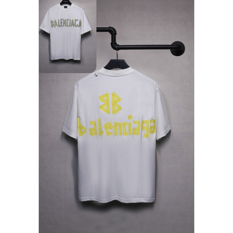 25ssクロスボーダー高品質タワーテーププリントレタードダメージ半袖Tシャツゆったり万能ワンピース卸売|undefined