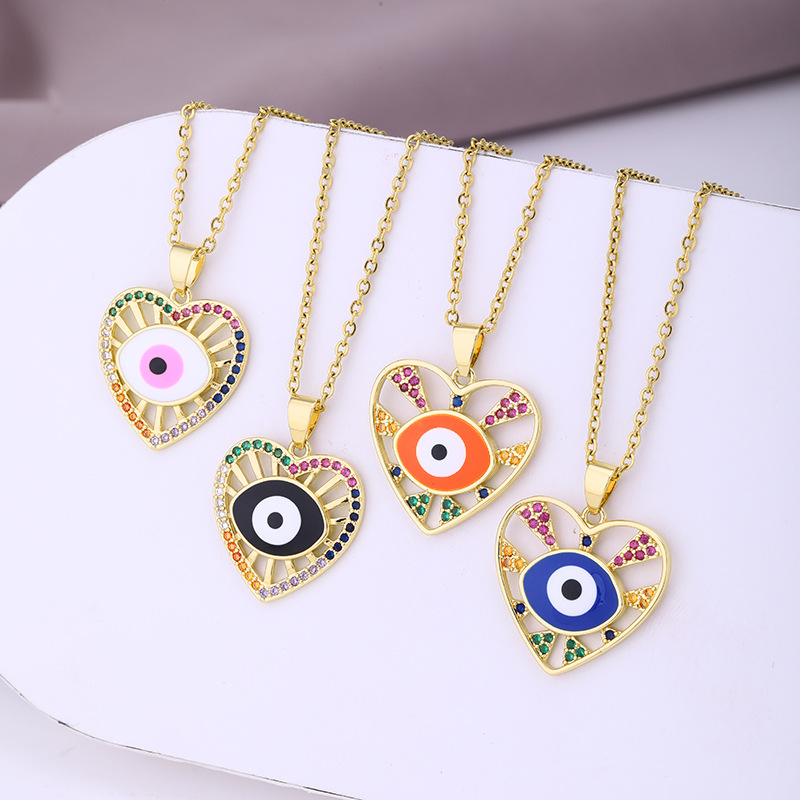 Heart Pattern Women'S Gender Wholesale Original Design Fashion Heart Stainless Steel Copper 18K Gold Plated Zircon Necklace