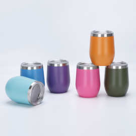 亚马逊跨境12oz蛋杯304不锈钢打印鸡蛋蛋壳杯真空双层定制保温杯