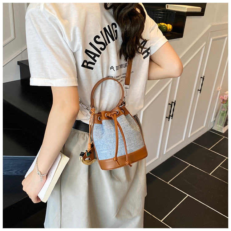 Spring and Summer fashion handbag for women, 2025 new style drawstring and stylish single-shoulder bag, Korean retro and trendy crossbody bucket bag undefined