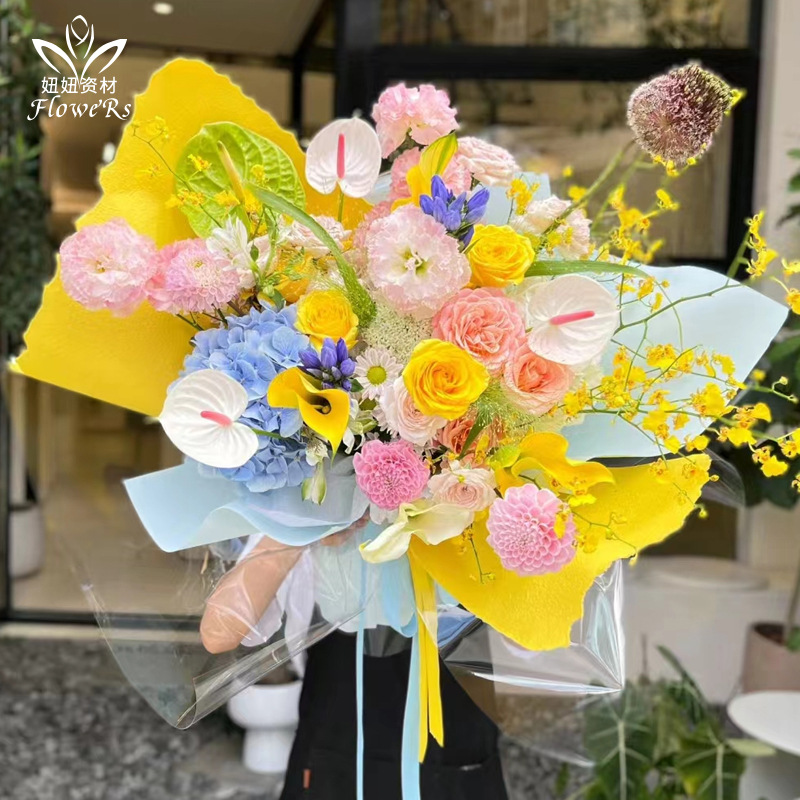 Papel artístico coreano de textura espesa Papel de embalaje de flores Material de embalaje de flores Papel artesanal DIY