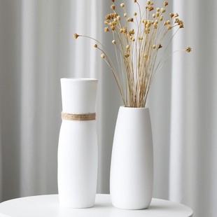 Modern Simple Ceramic Flower Vase Creative Living Room White Dried Flower Set Amazon Hot Selling Decorations