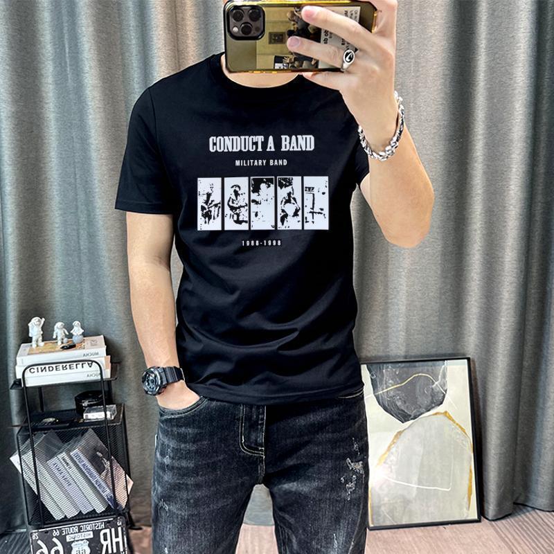 Versatile New High-End Pure Cotton Fashion Printed Short-Sleeve T-Shirt for Men, Trendy Slim-Fit Stylish Men's T-Shirt Versatile New High-End Pure Cotton Fashion Printed Short-Sleeve T-Shirt for Men, Trendy Slim-Fit Stylish Men's T-Shirt