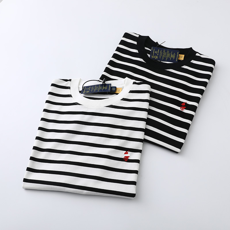 Cross-Border In-Stock Ralph Lauren Striped Crew Neck Short-Sleeve Men's Summer Polo Casual Pure Cotton Versatile T-Shirt Cross-Border In-Stock Ralph Lauren Striped Crew Neck Short-Sleeve Men's Summer Polo Casual Pure Cotton Versatile T-Shirt
