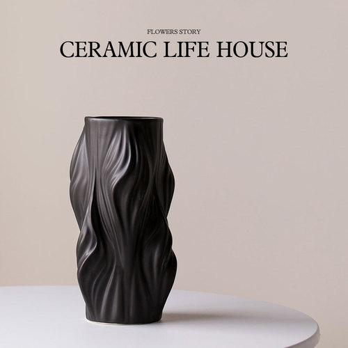 3D modern minimalist irregular white ceramic artistic vase decoration modern soft furnishing model room show room for sales office hotel
