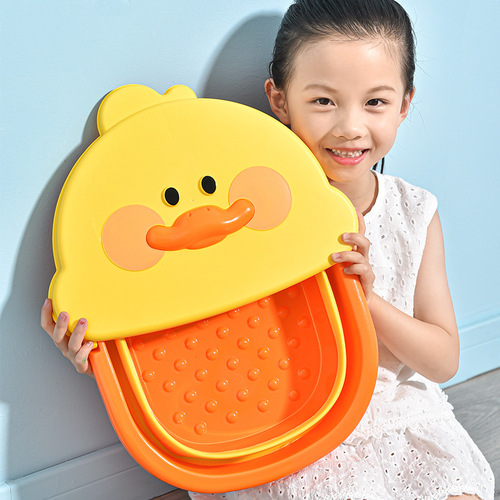 Children's cartoon foldable foot bath bucket, home foot bath massage foot bath basin, portable retractable foot bath bucket