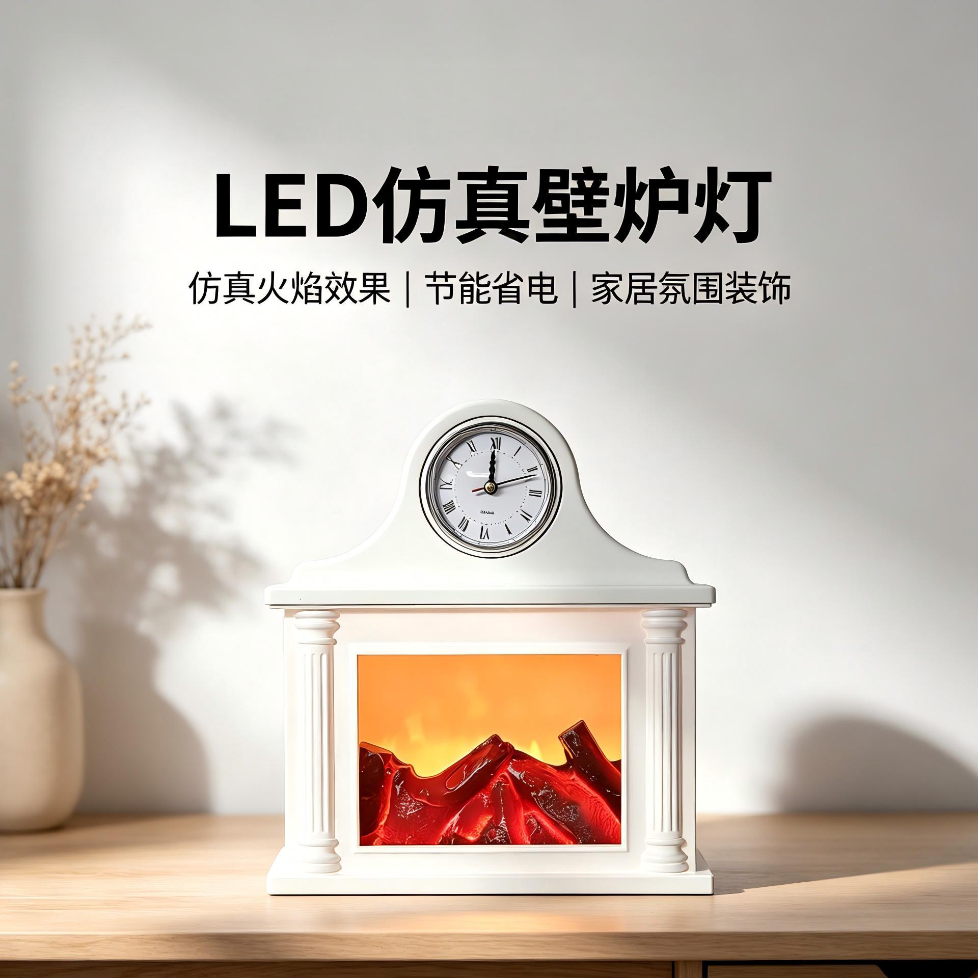 Nueva chimenea carbón leña pila llama lámpara de viento decoración decoración de Navidad decoración de reloj de pared