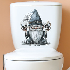 外貿萬聖節小矮人骷髏頭浴室馬桶貼家居裝飾牆貼貼紙自粘批發跨境