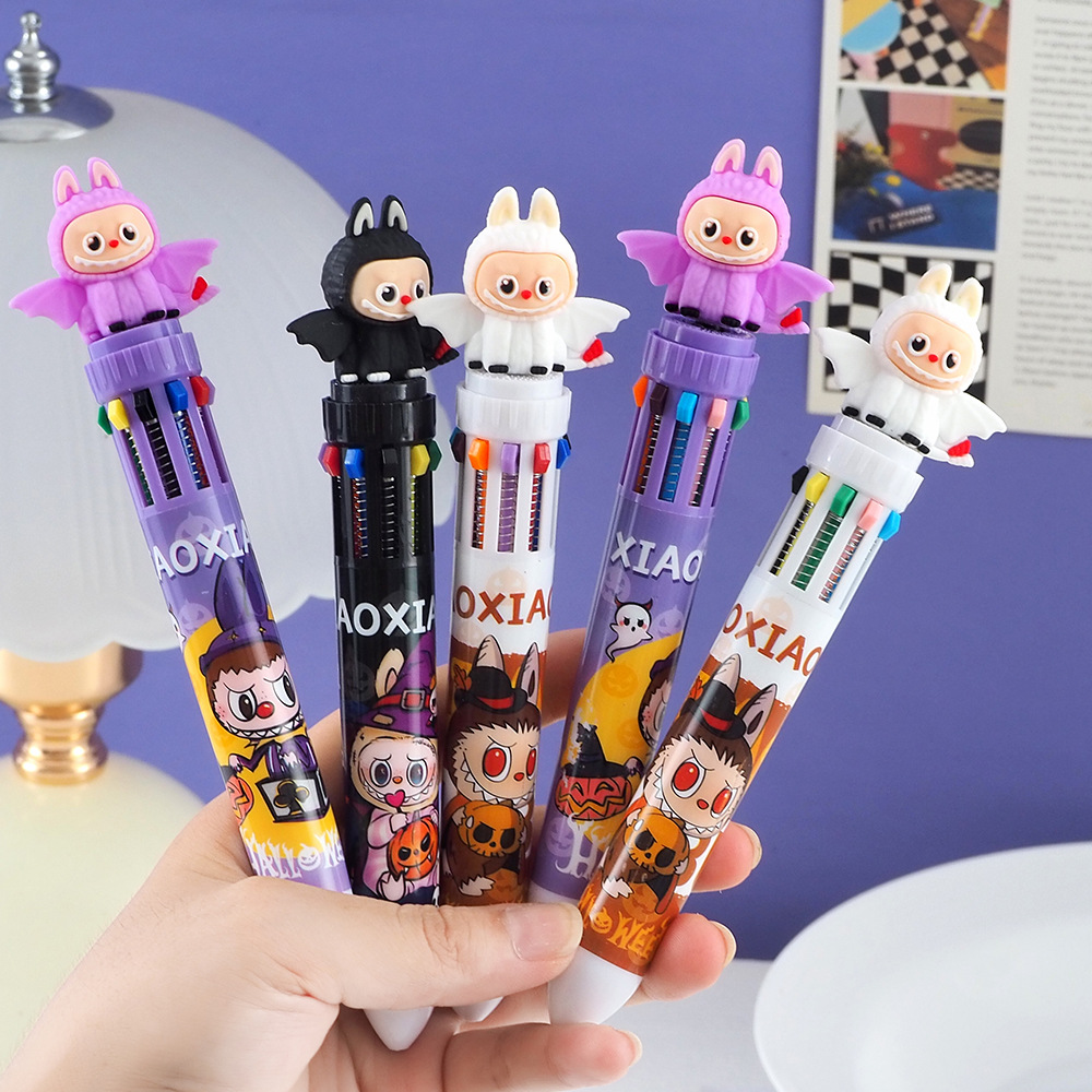 Nuevos productos de tela de Halloween bolígrafo multicolor transfronterizo bolígrafo de escritura regalo lindo bolígrafo de 10 colores