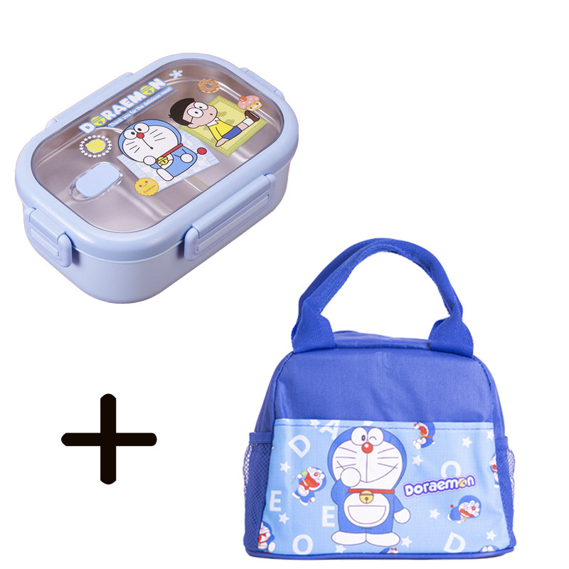 Caja de almuerzo de dibujos animados con tazón de sopa 304 compartimiento de acero inoxidable caja de almuerzo grado alimenticio empleado de oficina estudiante caja de almuerzo portátil