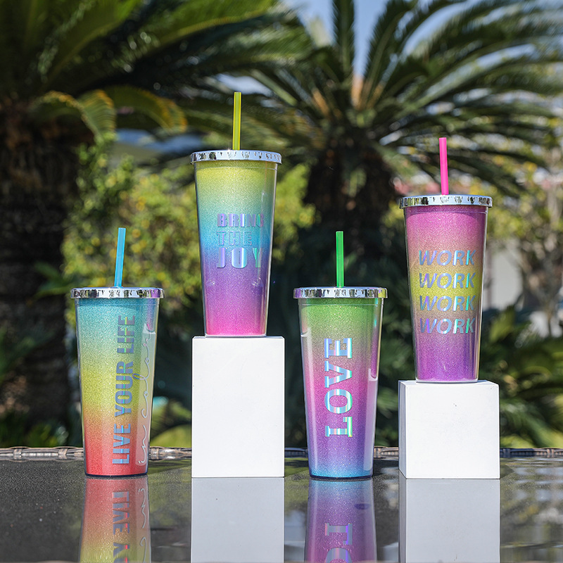 Lindo Multicolor Letra Abs Vasos 1 Pieza display picture 2