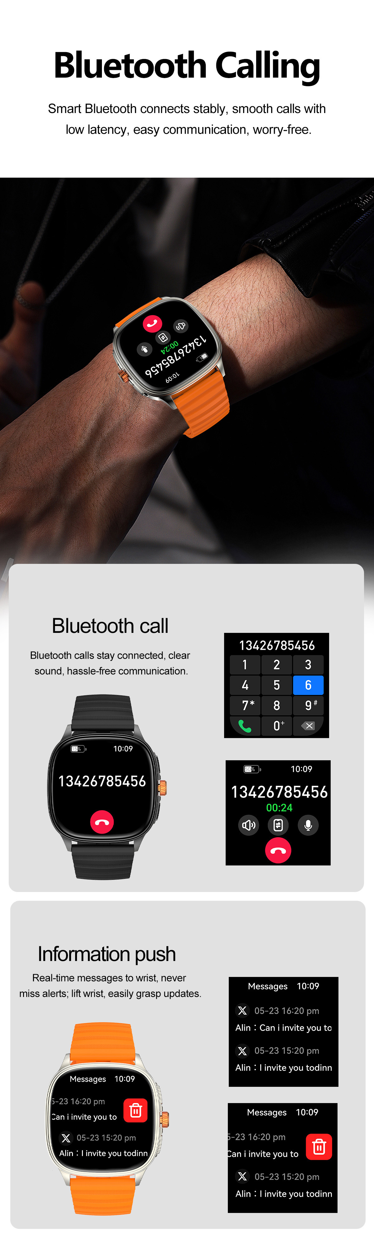 Smartwatch Mit Bluetooth Telefonie Sprachassistent Fitness Tracker_voghion.com