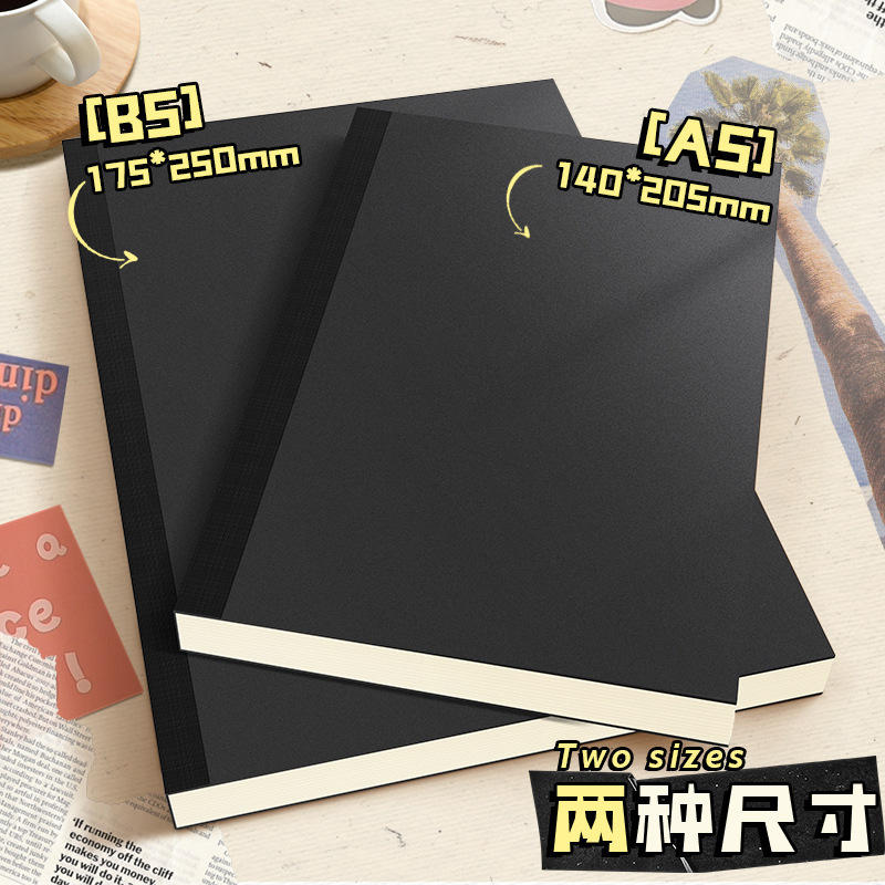 La parte posterior de la bolsa de la tarjeta negra portátil A5/B5 engrosada línea horizontal en blanco Este estudiante utiliza un libro de números de página grande retro simple