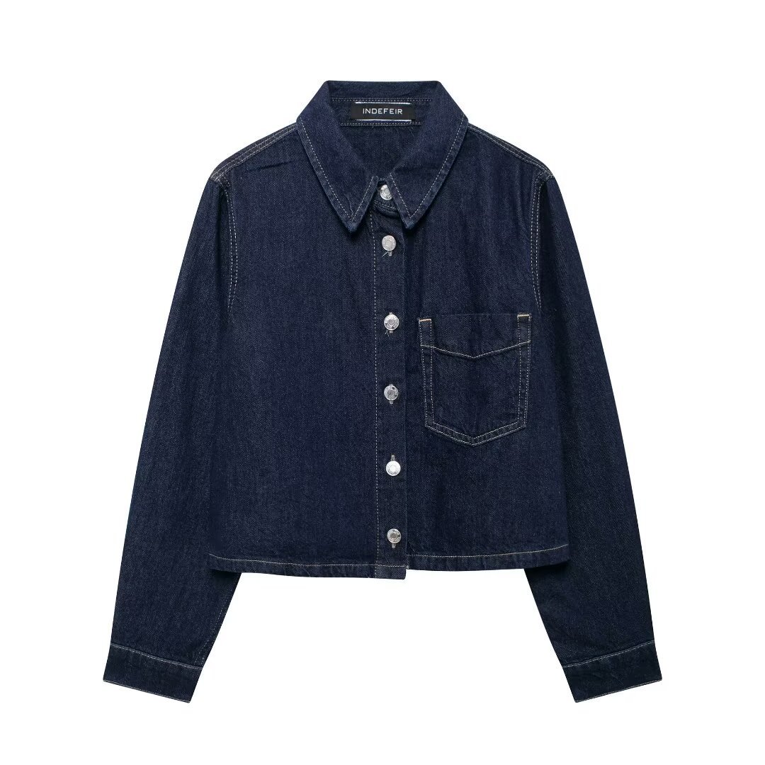 Women's clothing 2024 autumn new shirt jogging style denim suit_voghion.com