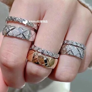 Diamond ring coco small fragrance high-version wide version narrow version women CNC rose gold platinum small red book live supply