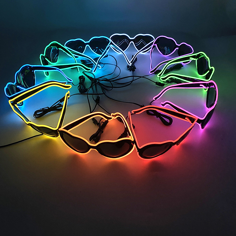 Nuevas gafas luminosas LED con forma de corazón, a la moda, para hombres y mujeres, estilo pareja, para fiestas, bailes, fotos.