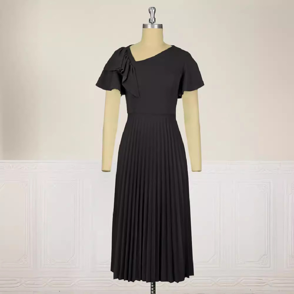 Ženska oblačila, nabrano krilo z odprtimi rameni, vsestransko, plus size_voghion.com