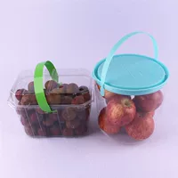 Одноразовые фрукты ведро ручная коробка с крышкой 2 кг клубничный маленький яблоко интернет красный супер прозрачная пластиковая коробка 1000G