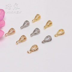 14k gold-filled, color-preserving, micropaved zircons, melon seed buckle set with diamonds, necklace pendant buckle, pendant buckle head