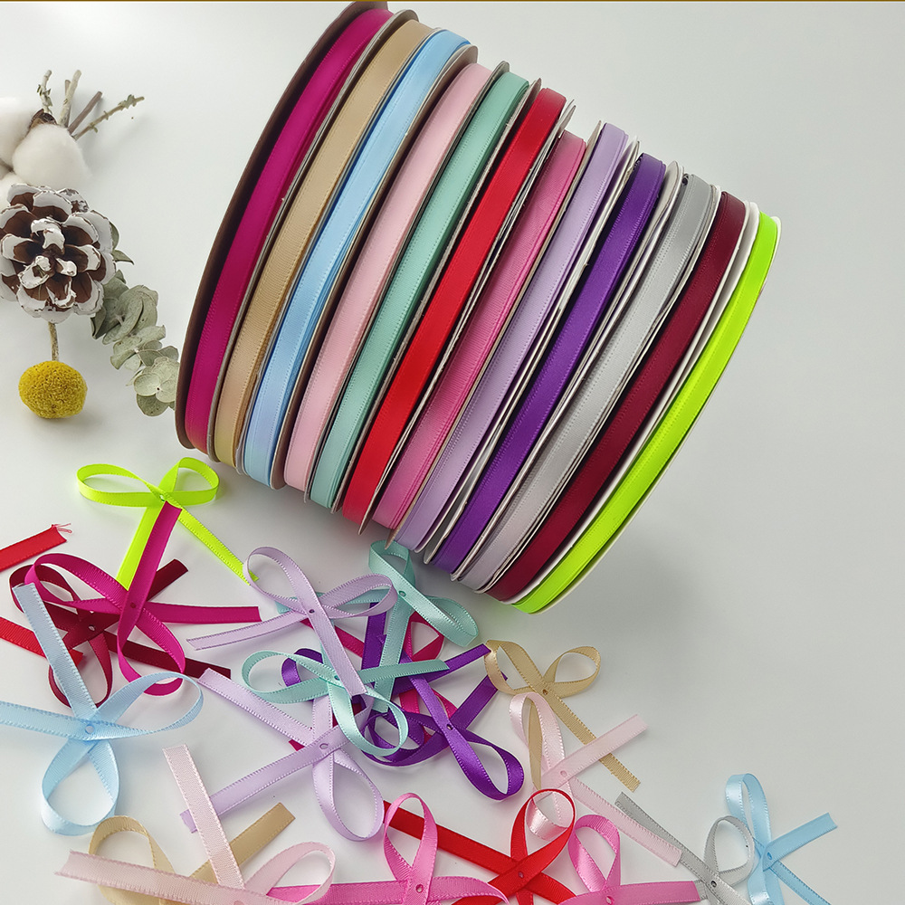 0.6cm polyester ribbon gift box packaging ribbon decoration ribbon DIY bow candy box ribbon colorful ribbon