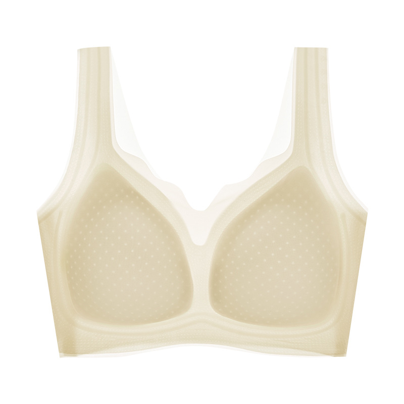 Ropa interior sin marcas de hielo para mujeres hielo ultra delgado verano delgado pechos pequeños especiales de colapso de soporte superior respirado sujetador de pecho