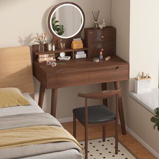 Dressing Table Bedroom Vanity Mirror Small Apartment Double-Layer Makeup Cabinet Master Bedroom Vanity Table with Drawers Modern Simple Design