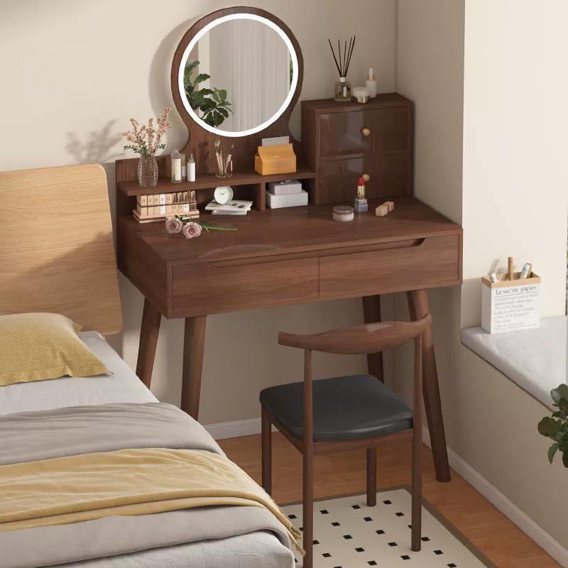 Туалетный столик, прикроватный столик с зеркалом, двухъярусный косметический шкаф для небольшой квартиры, спальня с ящиками, современный минималистичный туалетный столик.