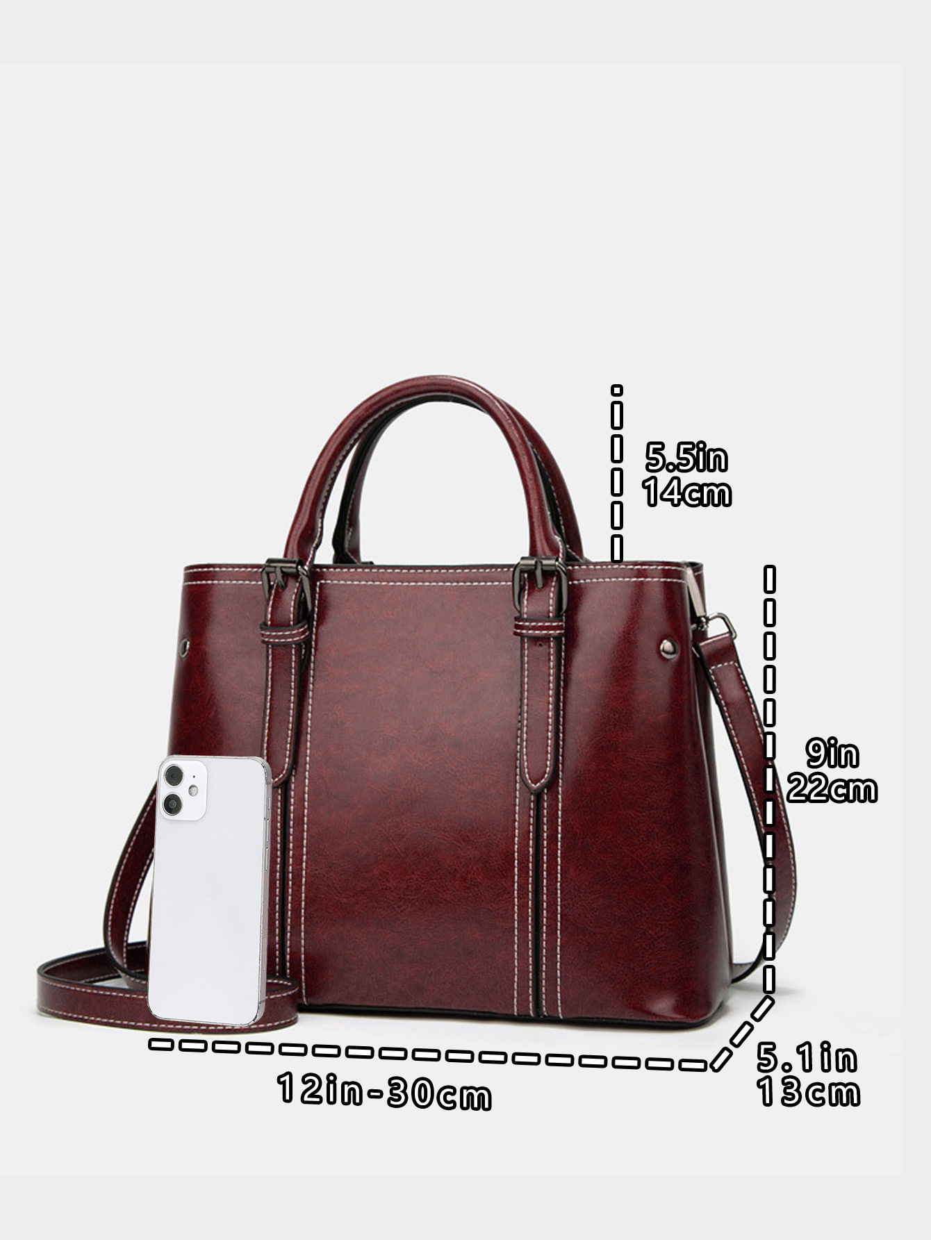 Women's Large All Seasons Pu Leather Solid Color Vintage Style Square Zipper Tote Bag display picture 1