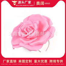 跨境夸张卷边大花欧美新娘舞会写真头花赛马会头饰圣诞节发饰批发