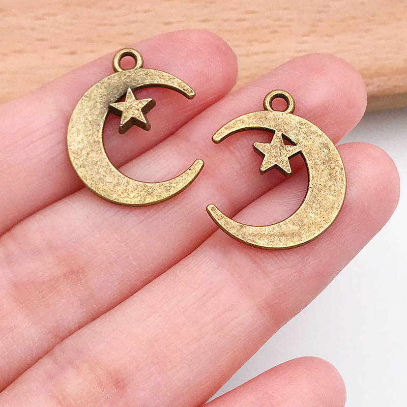 五色レトロ透かし彫り星月太陽合金ペンダント手作りブレスレットキーホルダーアクセサリーアクセサリーペンダント|undefined