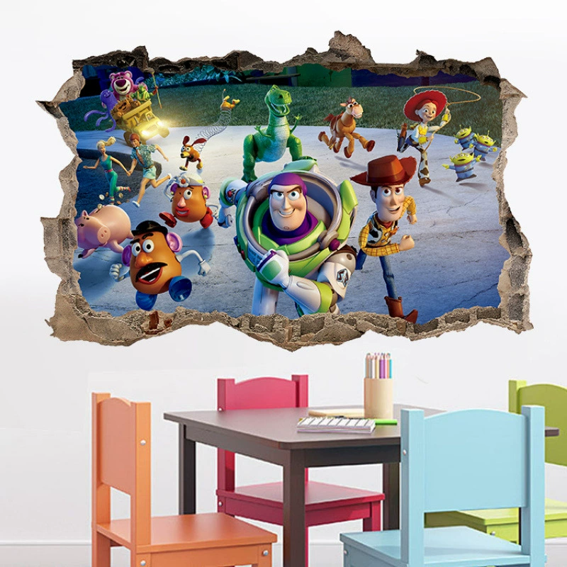 Мультфильм Аниме Фильм История игрушек 3D Сломанная настенная наклейка Детская спальня граффити обои ПВХ наклейки