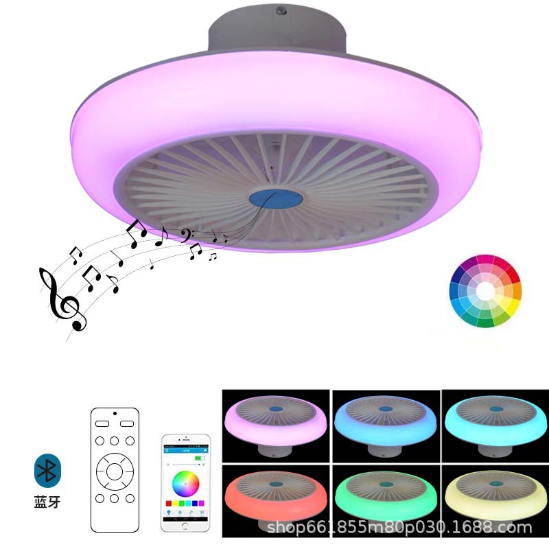 Symphony Ceiling Fan Home Bedroom Restaurant Led Ceiling Fan Light Smart App Graffiti Google Music Invisible Fan