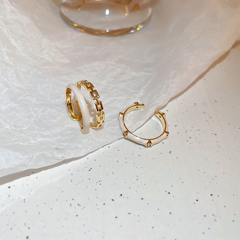 16 # anillo-traje de dos piezas-oro (oro real chapado)