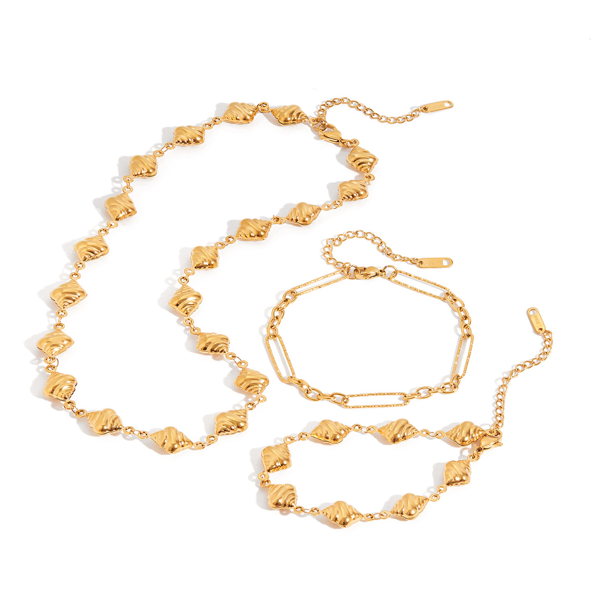 Wanxing estilo europeo y americano transfronterizo pulsera de clip de acero inoxidable no chapado en oro collar de concha de acero de titanio conjunto de joyería femenina
