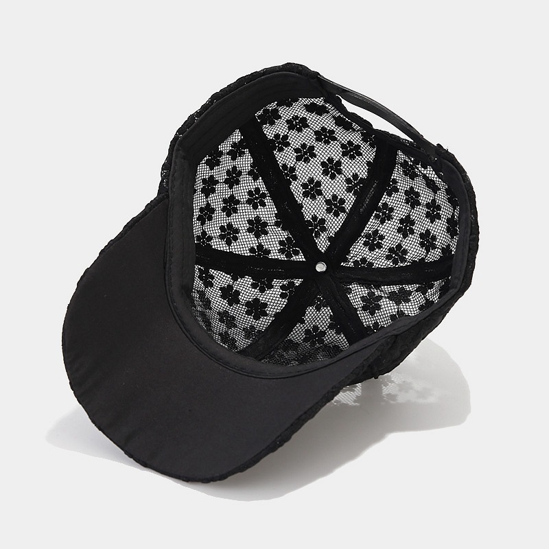 Gorra de béisbol para mujer, estilo coreano 2026, con encaje floral, visera, moderna, para playa, vacaciones, protección solar, transpirable.