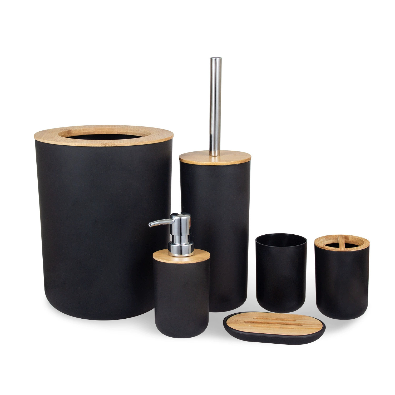 Yufei Home Simple estilo nórdico de bambú y madera cubierta de baño kit de lavado de baño de seis piezas de copa de cepillo de dientes de alto valor