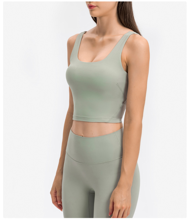 solid color with chest pad U-shaped yoga vest NSDQF127351