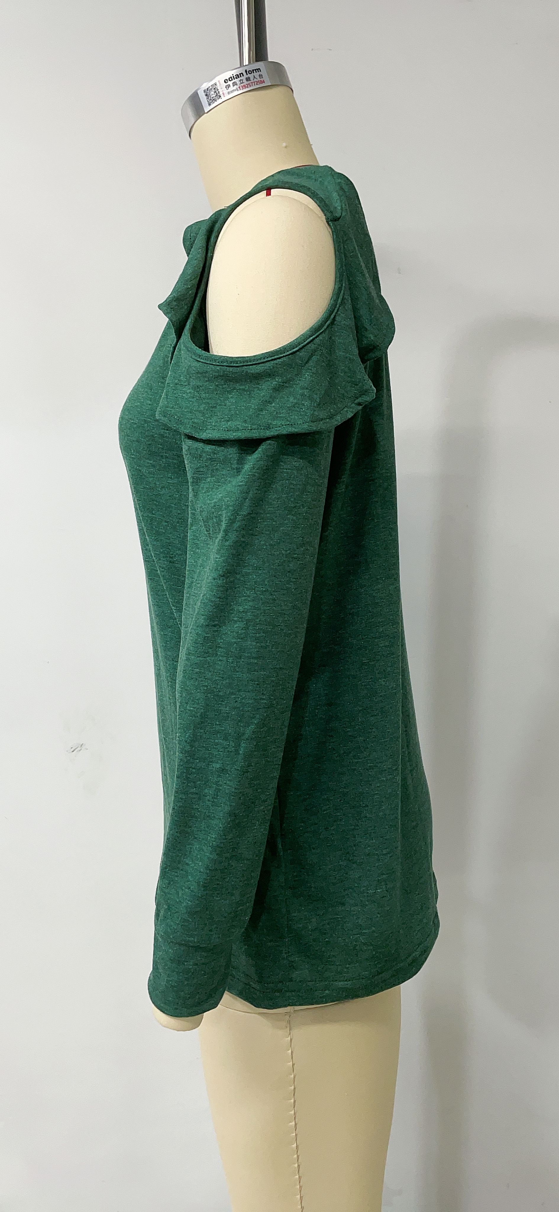 2024 Autunno/Inverno Nuova Maglia Girocollo Spalle Scoperte Volant Top Casual Largo per Donna_voghion.com