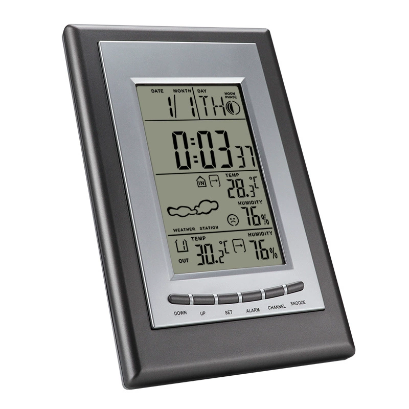 Wireless thermometer indoor for home use, electronic watch, with LED display