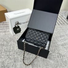 女士包新款发财包鱼子酱牛皮单肩斜跨包WOC磁扣小方包CF链条包包