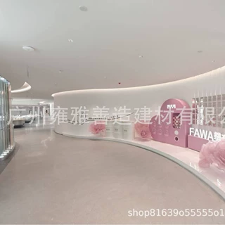简约纯白亚克力人造石墙面无缝拼接工艺/亚克力人造石热弯工艺