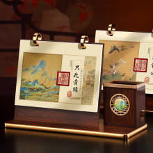 故宫文创台历定制2026年新款创意办公木质笔筒中国风商务礼品日历