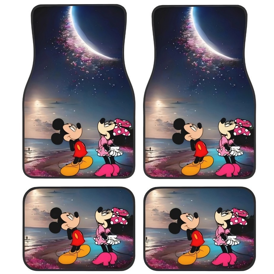 Cross-border Hot-selling Cartoon Mickey Car Mat Four-piece Dirt-resistant Easy-care Floor Mat Amazon Floor Mat for Hair