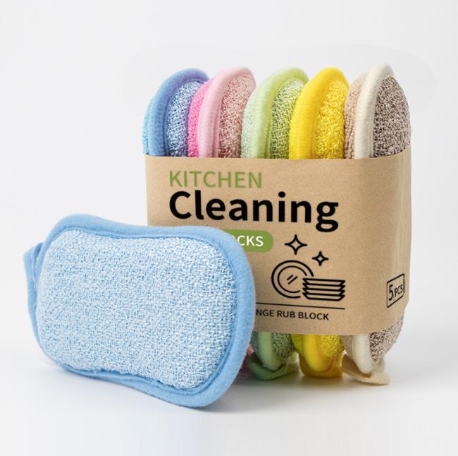 Kitchen Wipe Sponge Wipe Kitchen Cleaning Brush Pan Washing Bowl Sponge Wipe Household Double-sided Water Absorbent Oil Stain Cleaning Towel